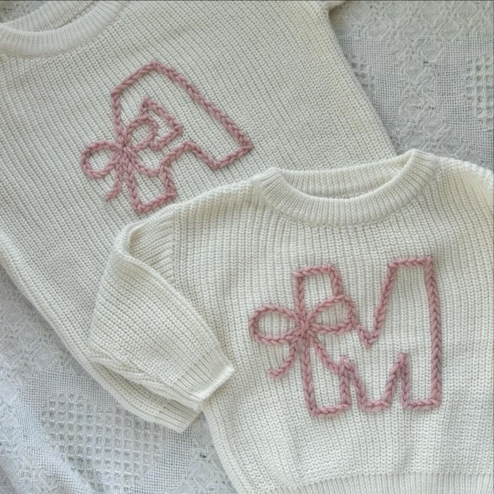 Hand Embroidered Personalized Baby and Toddler Sweater | Name Sweater